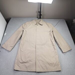 London Fog Trench Coat Mens Medium Reg Tan Car Coat Removable Liner